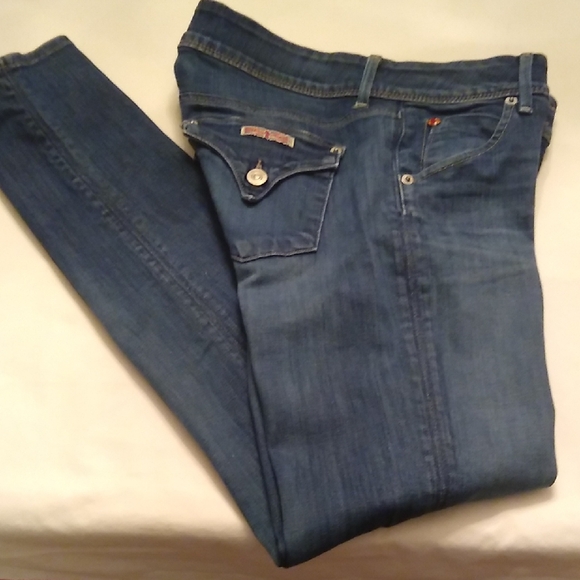 Hudson Jeans Denim - Hudson Skinny Jeans Dark Blue Denim with Silver Buttons, #26